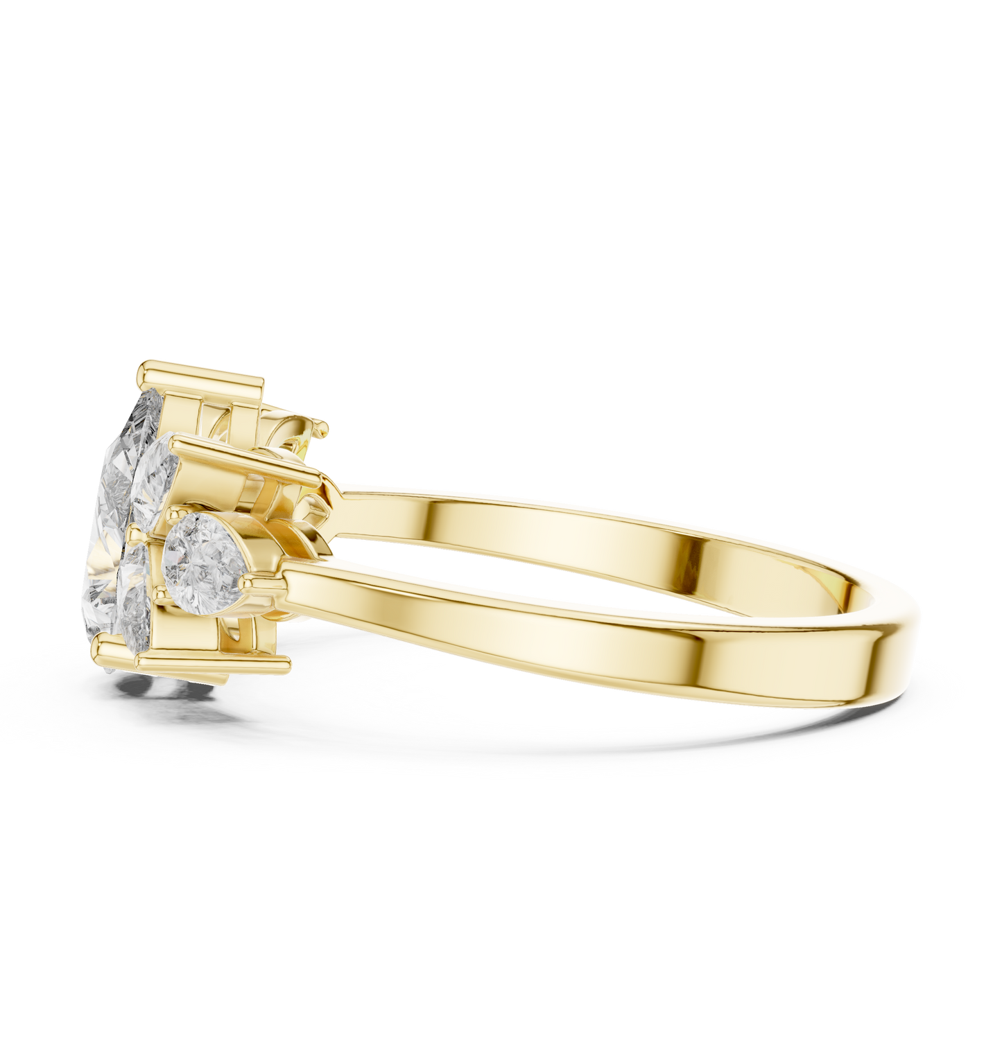 Pear-Shaped Diamond Floral Cluster Ring