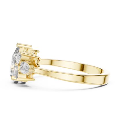 Pear-Shaped Diamond Floral Cluster Ring