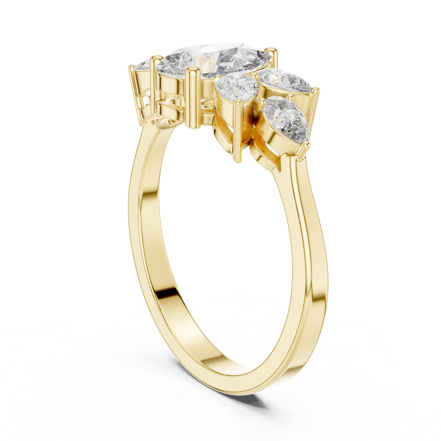 Pear-Shaped Diamond Floral Cluster Ring