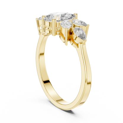 Pear-Shaped Diamond Floral Cluster Ring