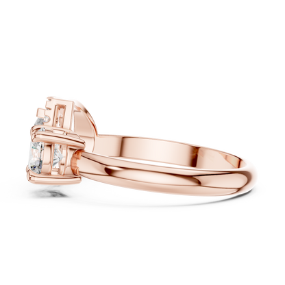 Round Diamond Ring with Pear-Shaped Side Accent Handle