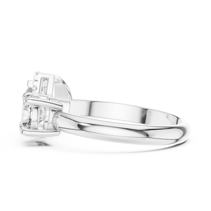 Round Diamond Ring with Pear-Shaped Side Accent Handle