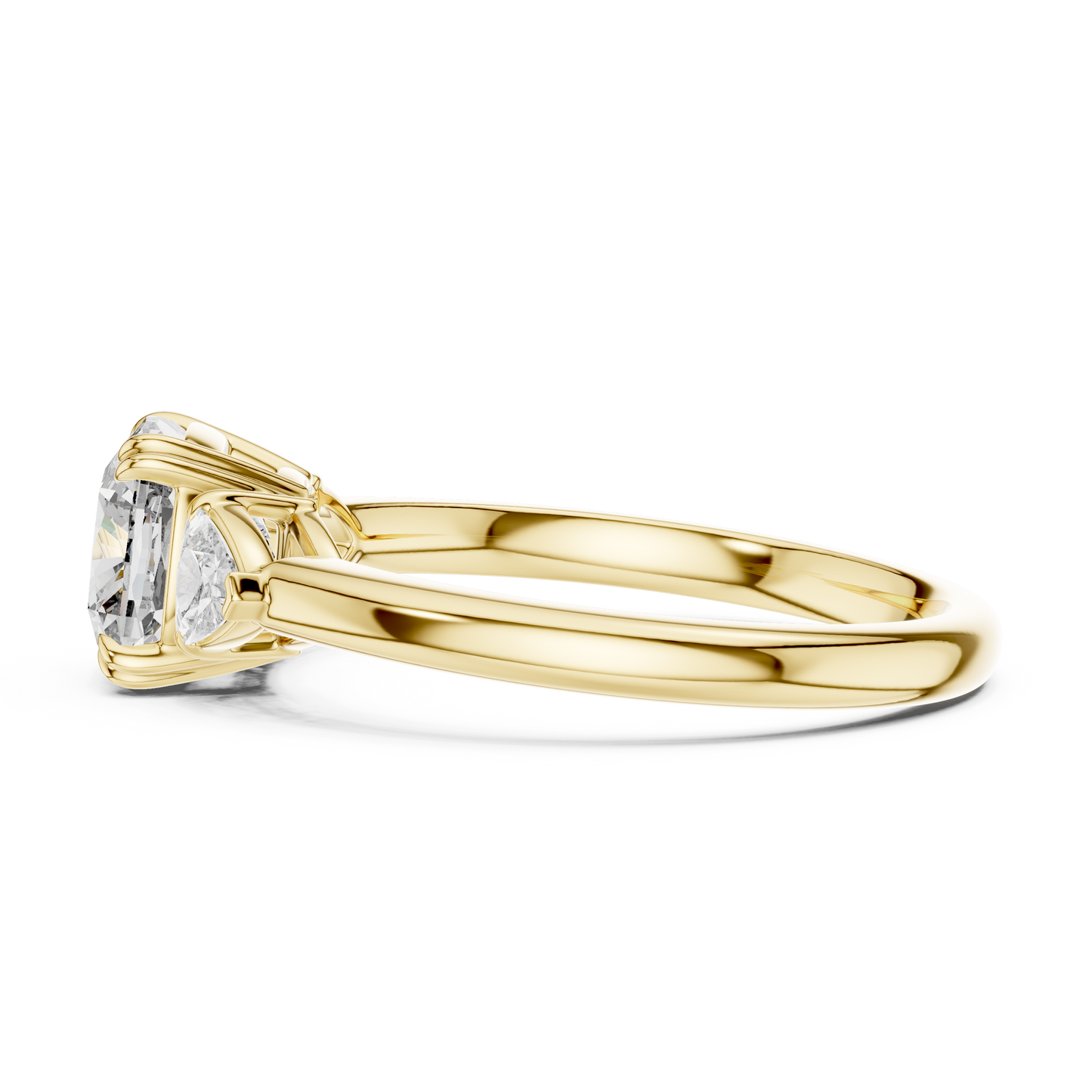 Cushion Cut Diamond Three-Stone Ring with Round Side Stones