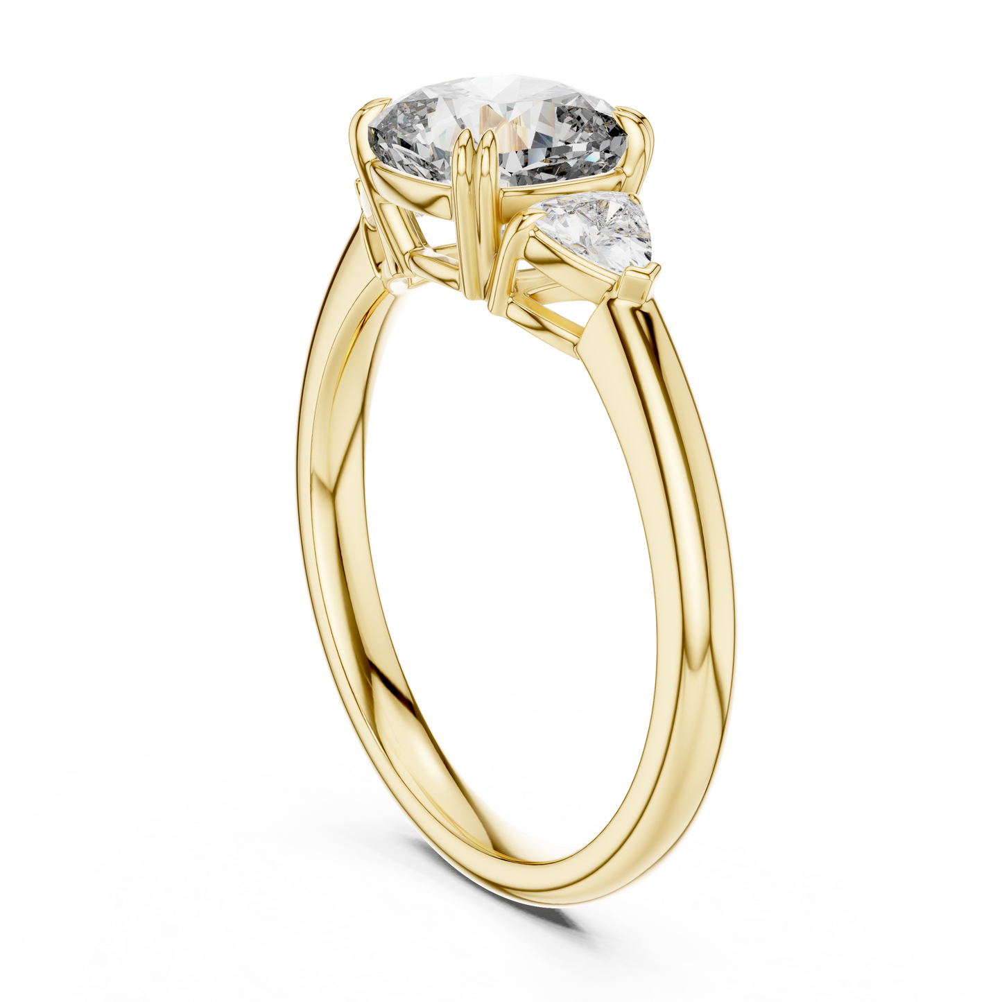 Cushion Cut Diamond Three-Stone Ring with Round Side Stones