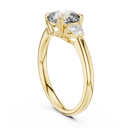 Cushion Cut Diamond Three-Stone Ring with Round Side Stones