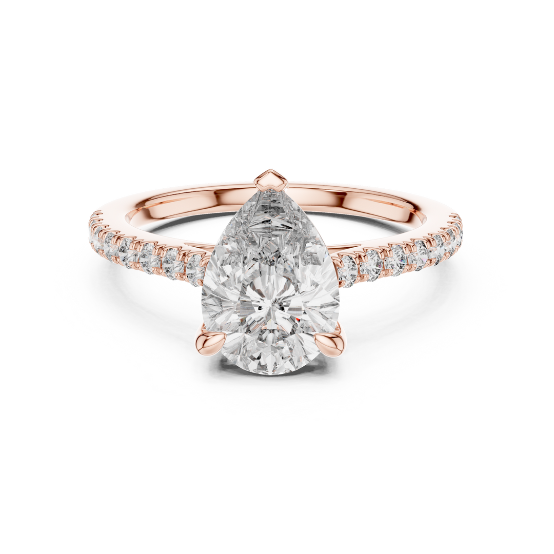 Pear Solitaire Pave Engagement Ring