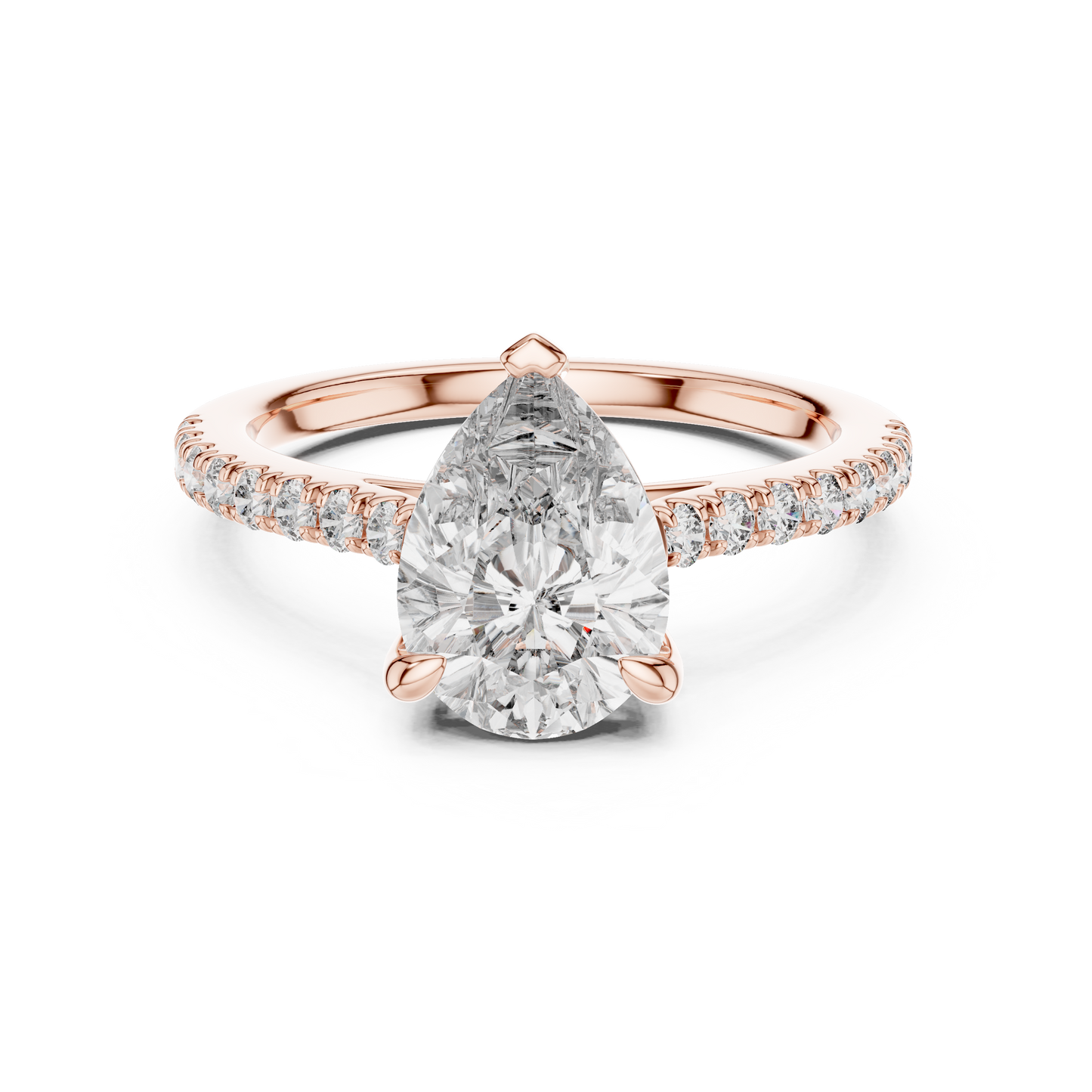 Pear Solitaire Pave Engagement Ring