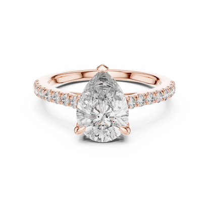 Pear Solitaire Pave Engagement Ring
