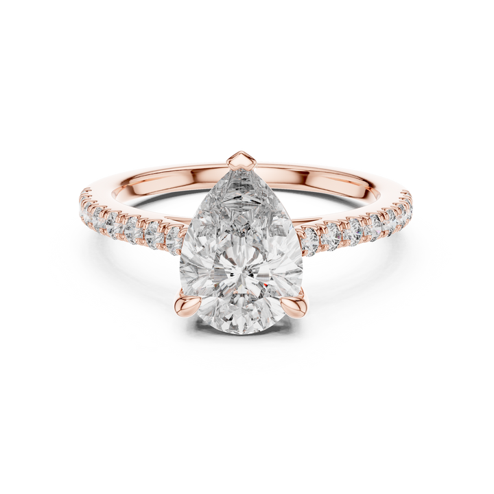 Pear Solitaire Pave Engagement Ring
