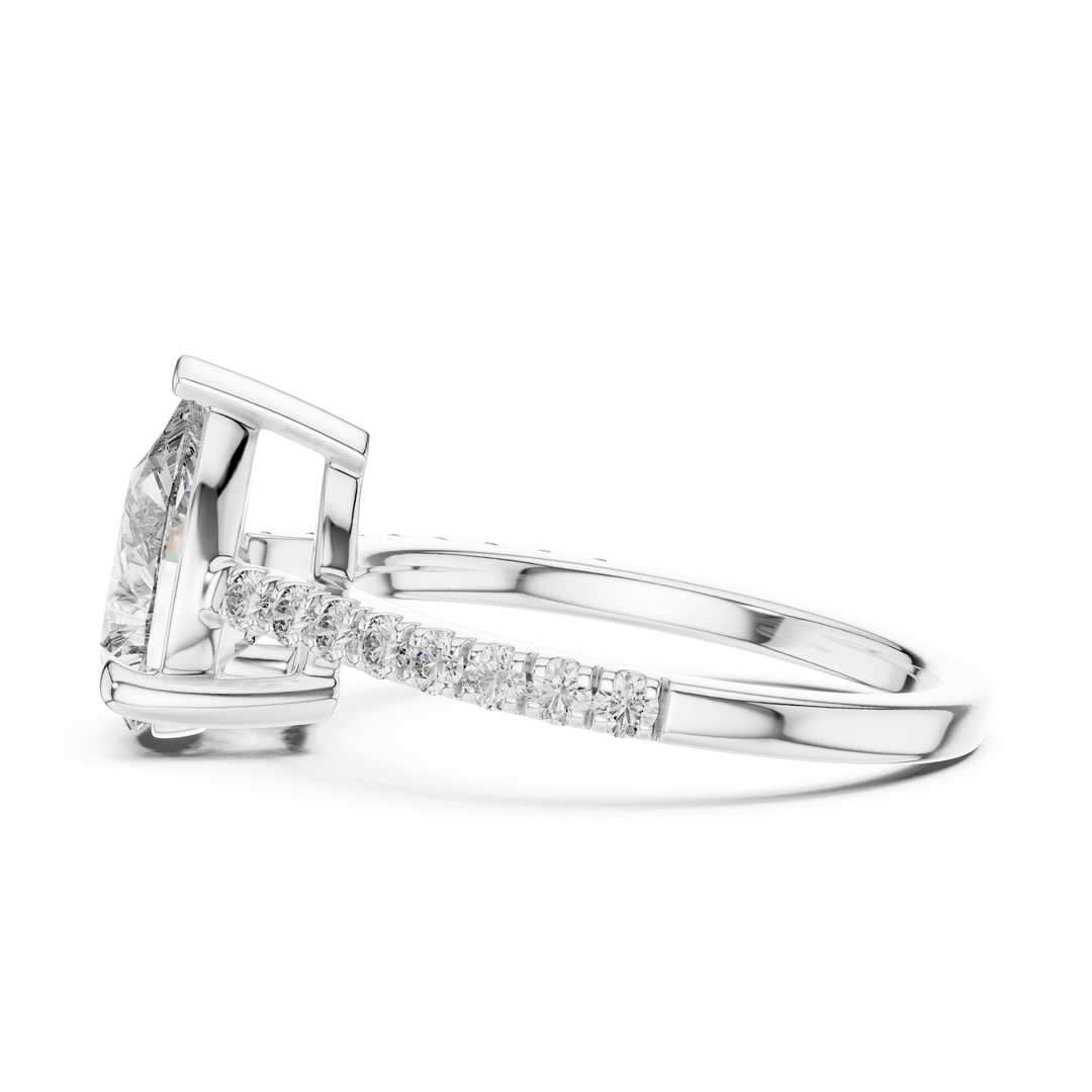 Pear Solitaire Pave Engagement Ring