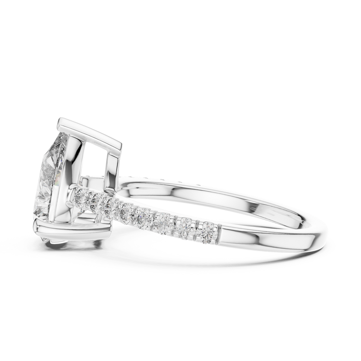 Pear Solitaire Pave Engagement Ring