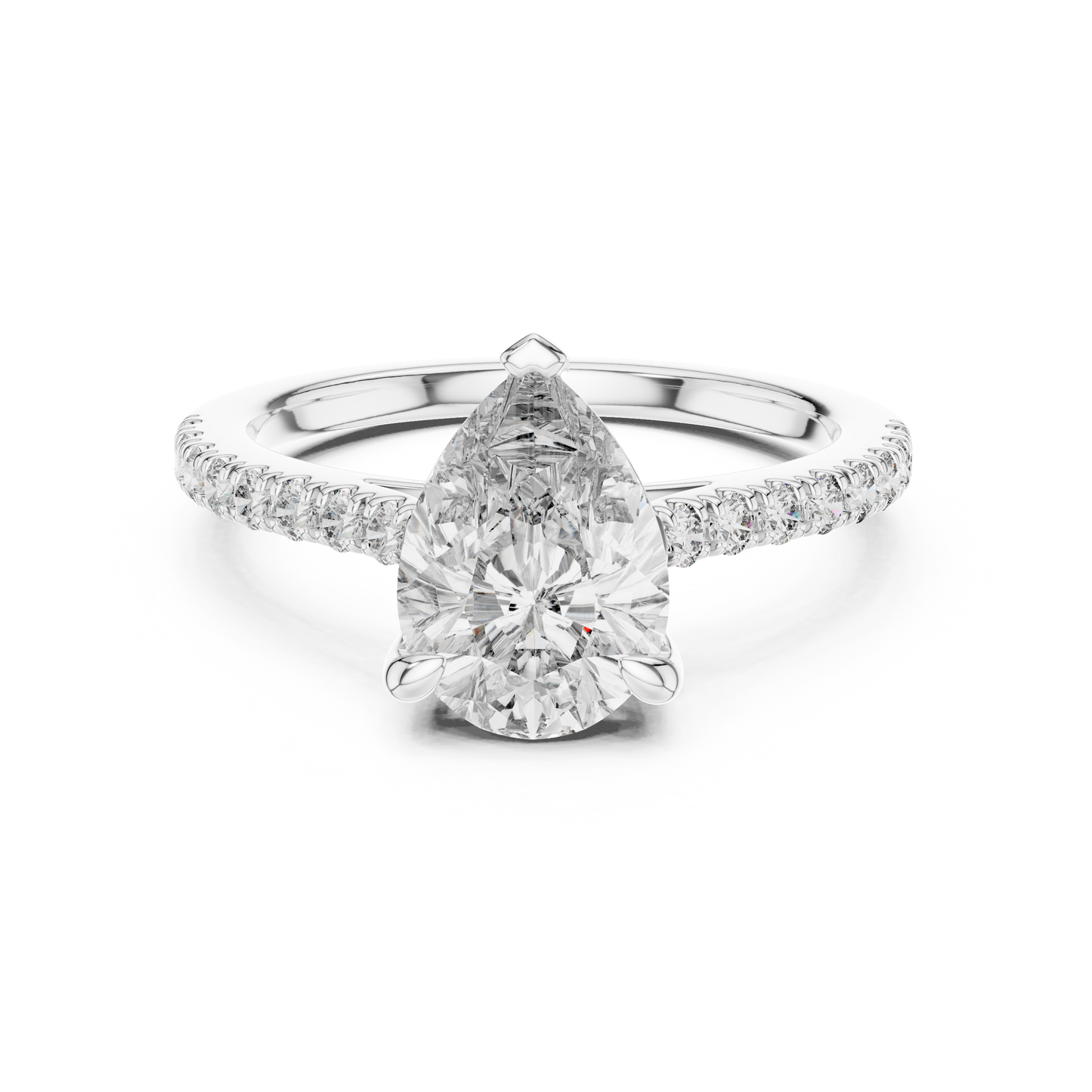 Pear Solitaire Pave Engagement Ring