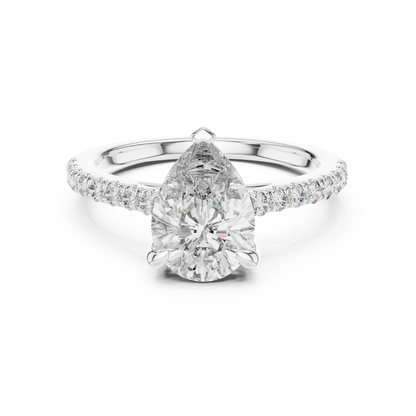 Pear Solitaire Pave Engagement Ring