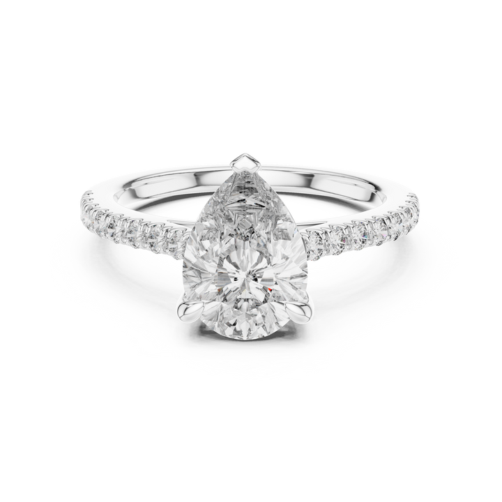 Pear Solitaire Pave Engagement Ring