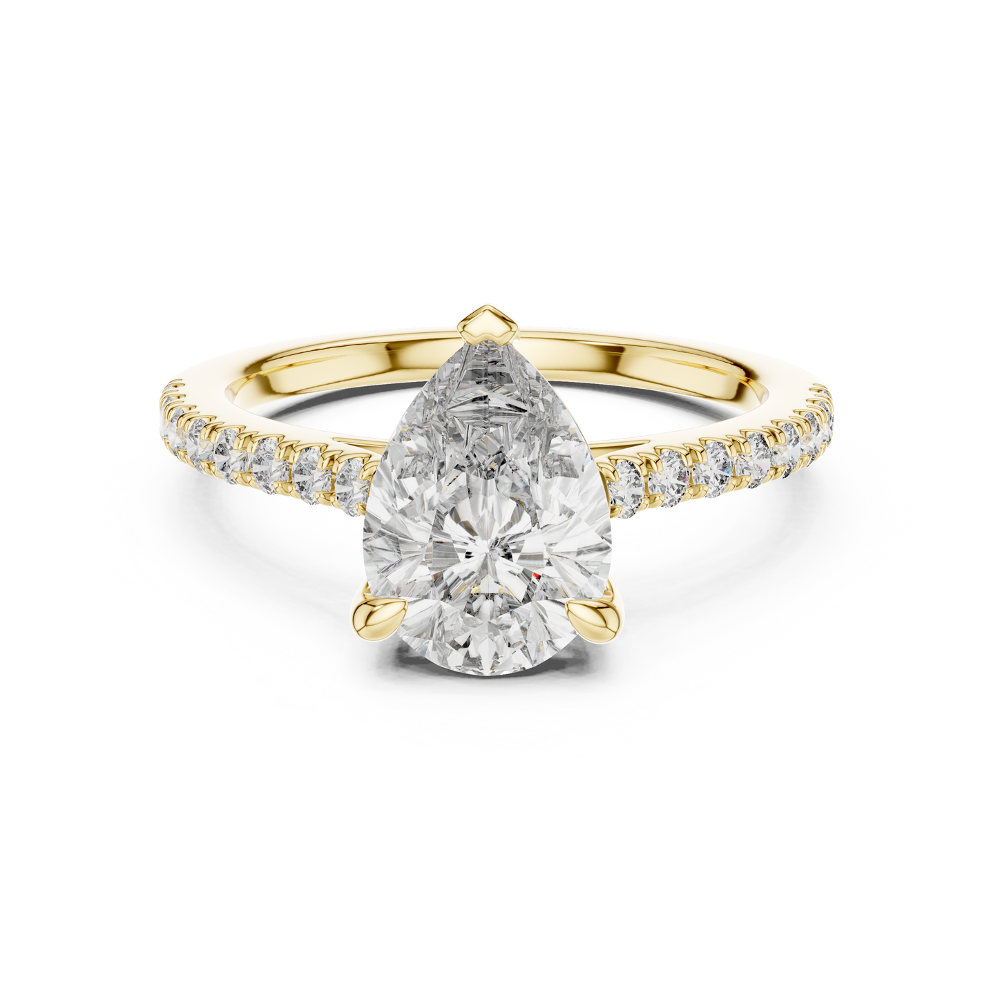 Pear Solitaire Pave Engagement Ring