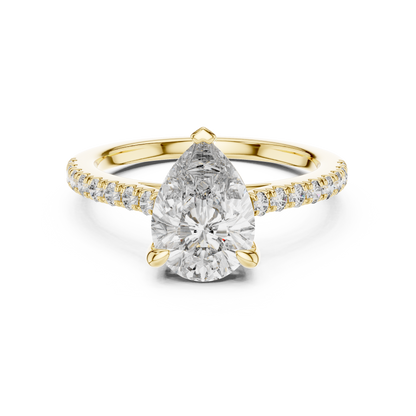 Pear Solitaire Pave Engagement Ring