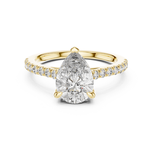 Pear Solitaire Pave Engagement Ring