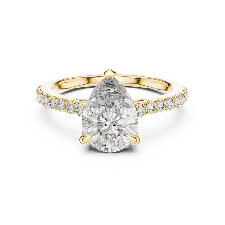 Pear Solitaire Pave Engagement Ring