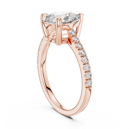 Pear Solitaire Pave Engagement Ring