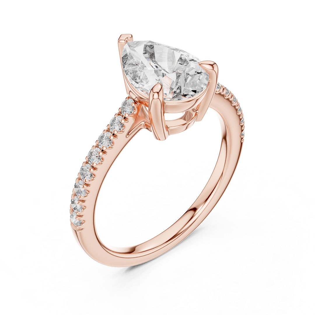 Pear Solitaire Pave Engagement Ring