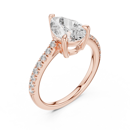 Pear Solitaire Pave Engagement Ring