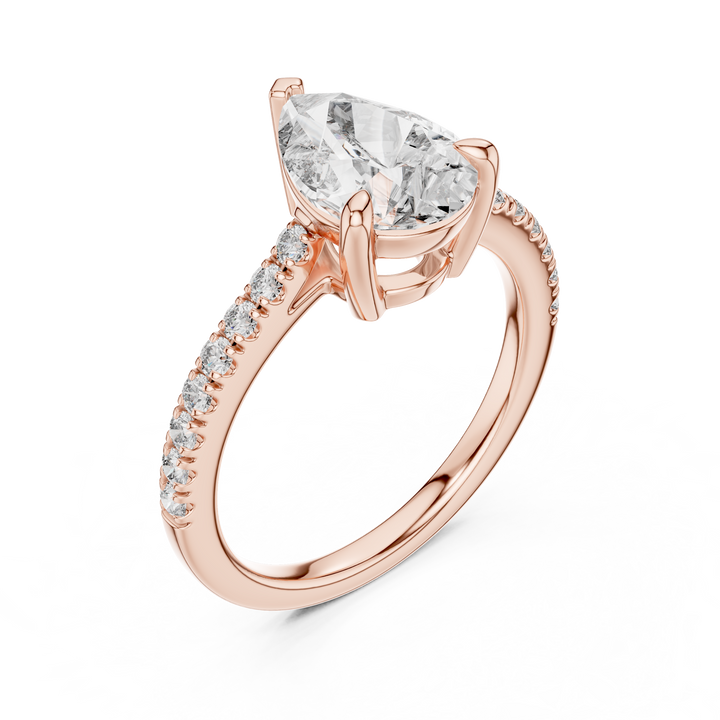 Pear Solitaire Pave Engagement Ring