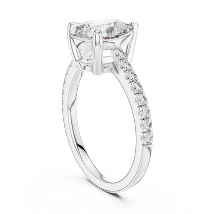 Pear Solitaire Pave Engagement Ring