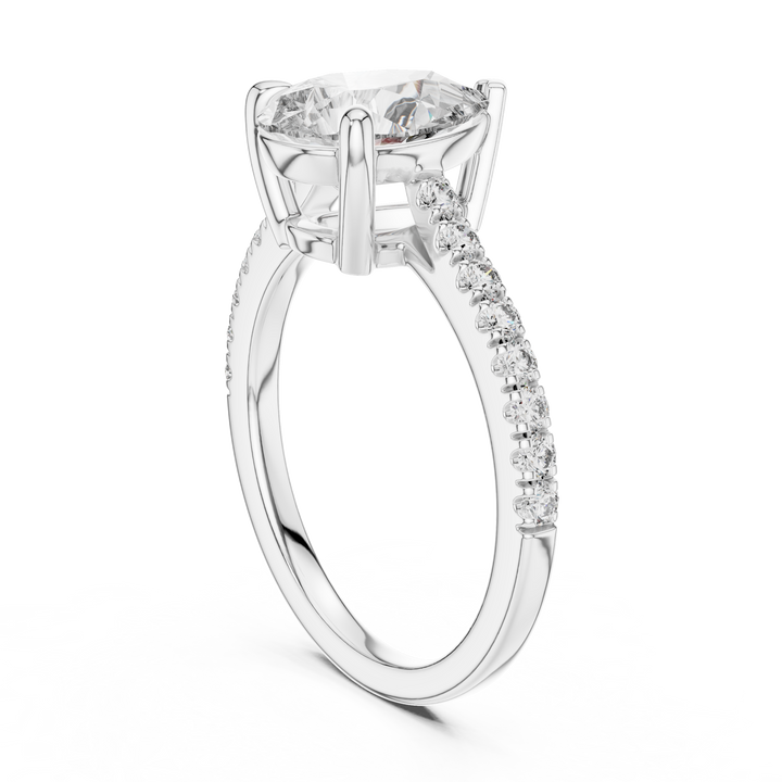Pear Solitaire Pave Engagement Ring