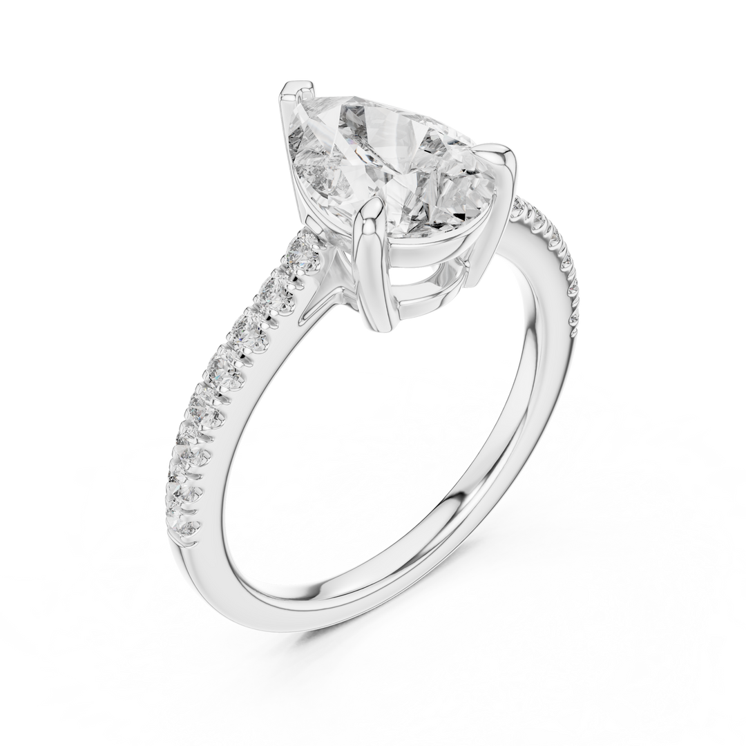Pear Solitaire Pave Engagement Ring