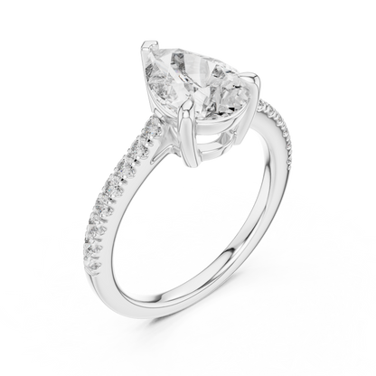 Pear Solitaire Pave Engagement Ring