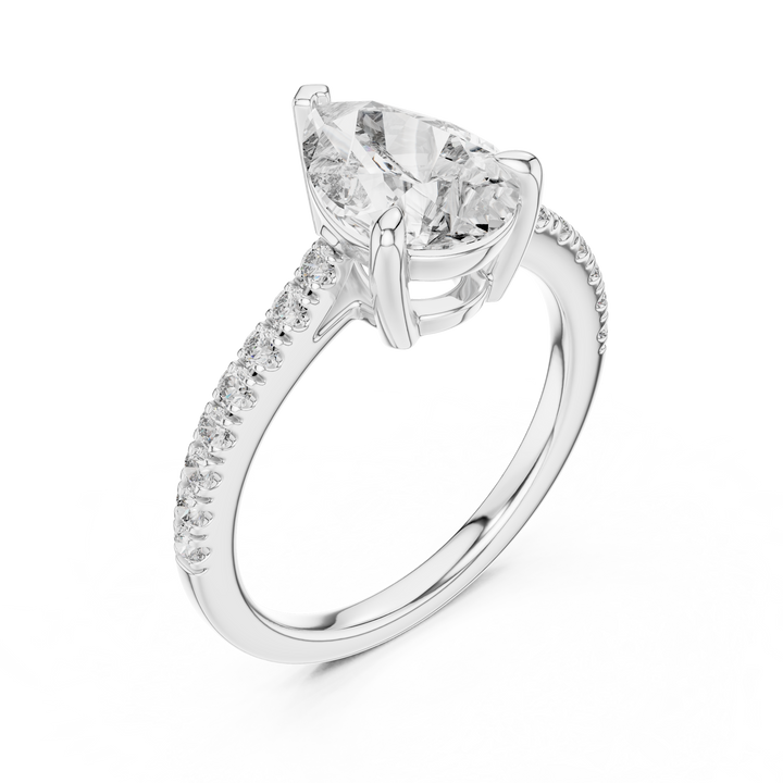 Pear Solitaire Pave Engagement Ring