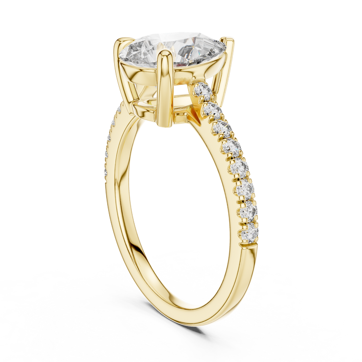 Pear Solitaire Pave Engagement Ring