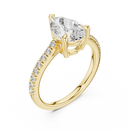Pear Solitaire Pave Engagement Ring