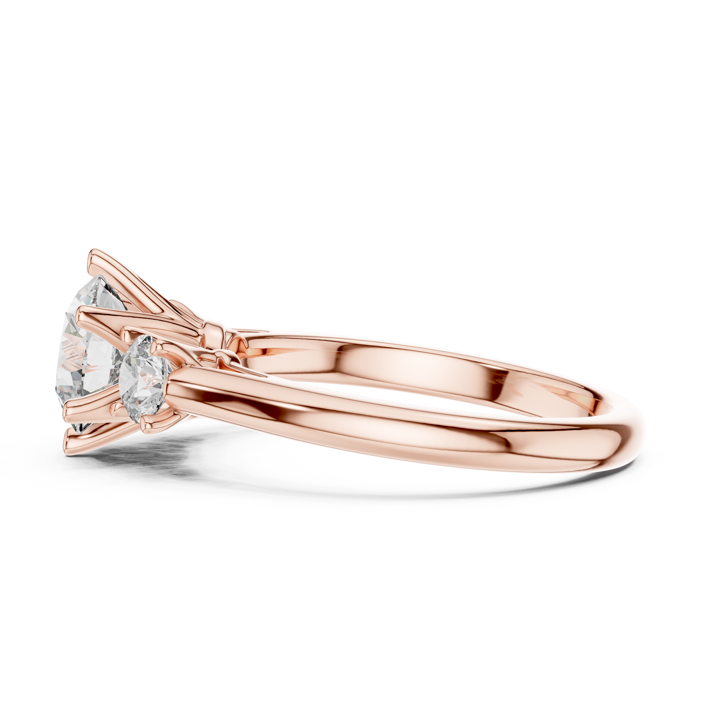 Round Cut Three-Stone Diamond Ring with Elevated Split-Prong Setting
