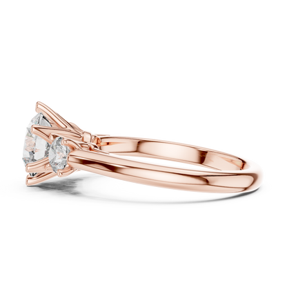 Round Cut Three-Stone Diamond Ring with Elevated Split-Prong Setting