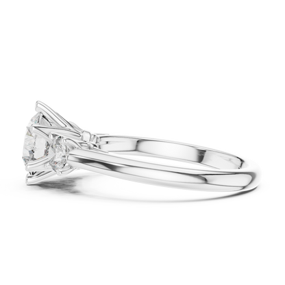 Round Cut Three-Stone Diamond Ring with Elevated Split-Prong Setting
