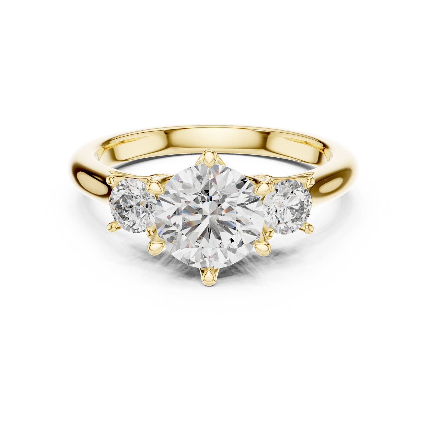 Round Cut Three-Stone Diamond Ring with Elevated Split-Prong Setting