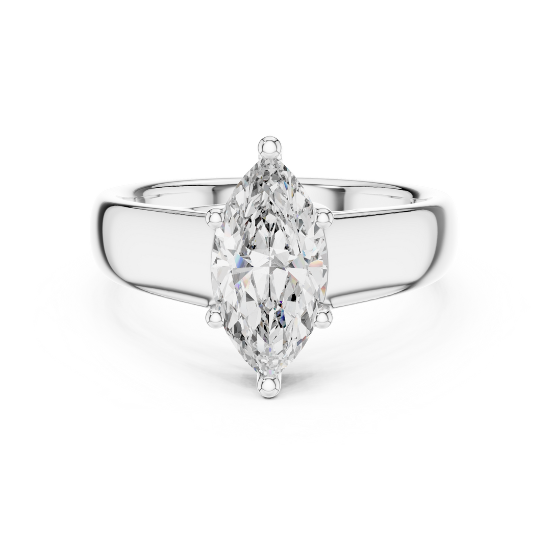 Contemporary Marquise Solitaire Diamond Engagement Ring