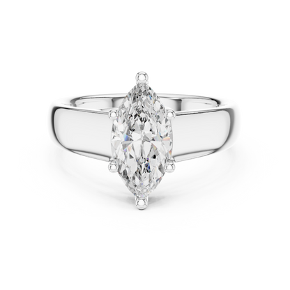 Contemporary Marquise Solitaire Diamond Engagement Ring