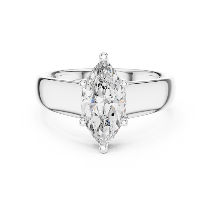 Contemporary Marquise Solitaire Diamond Engagement Ring