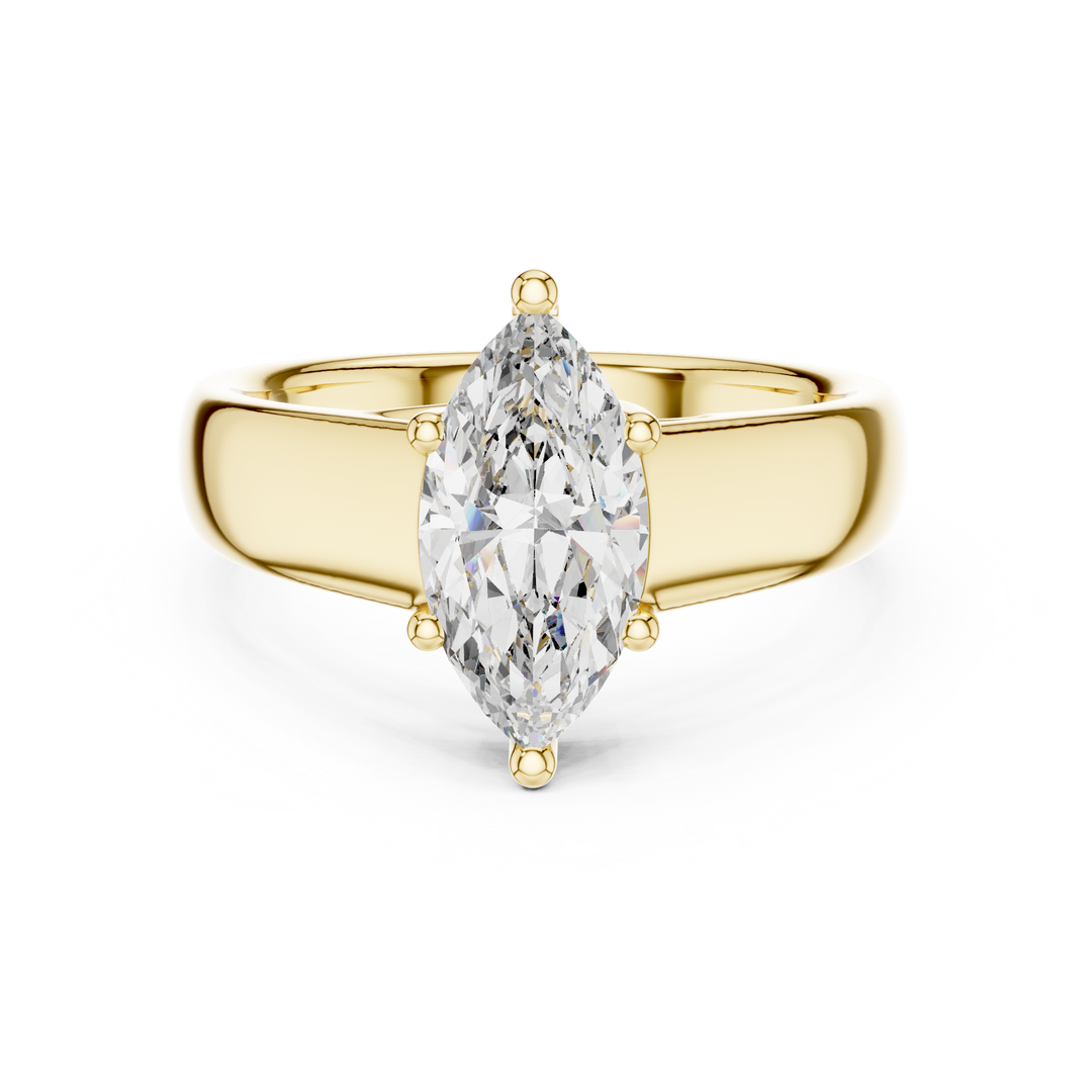 Contemporary Marquise Solitaire Diamond Engagement Ring