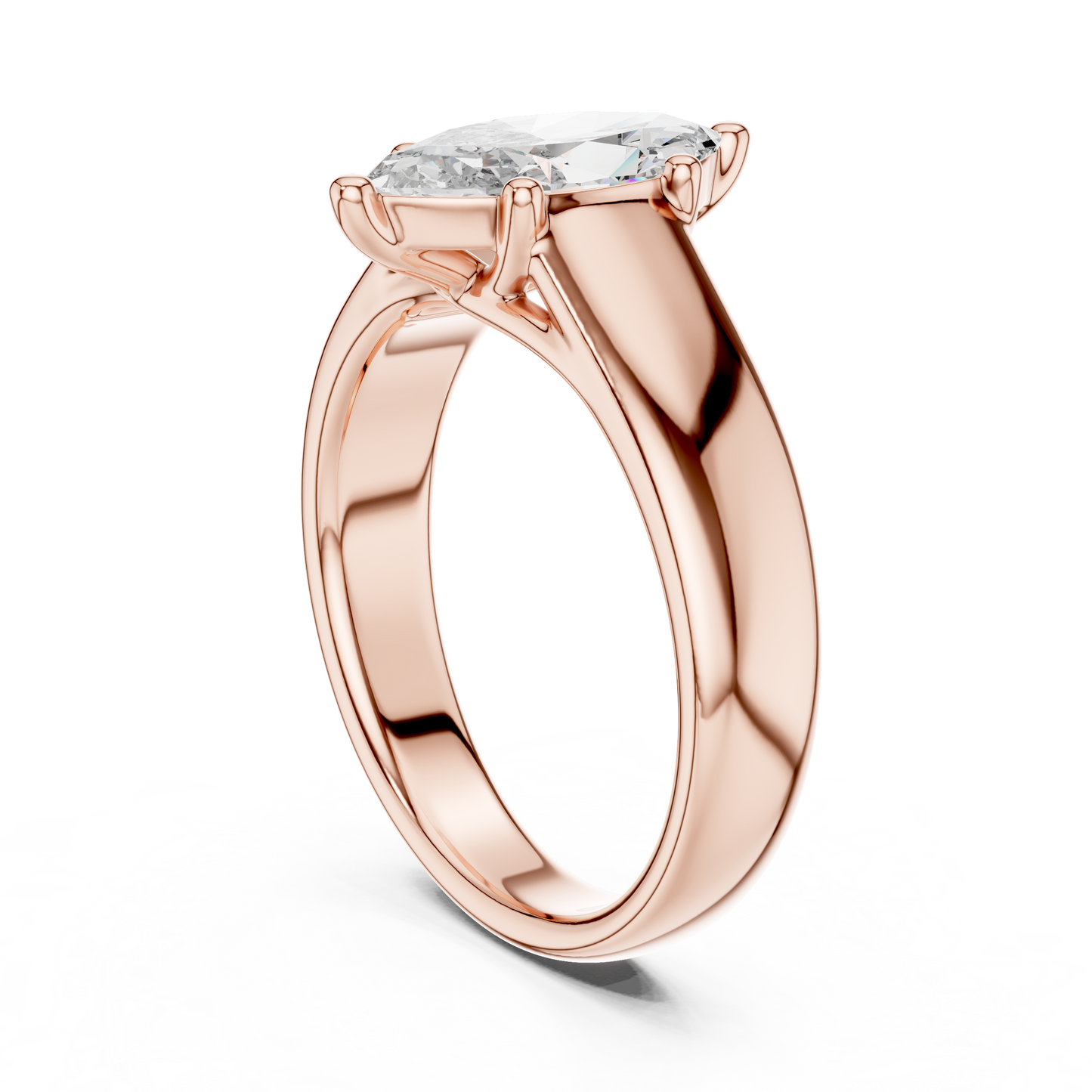 Contemporary Marquise Solitaire Diamond Engagement Ring