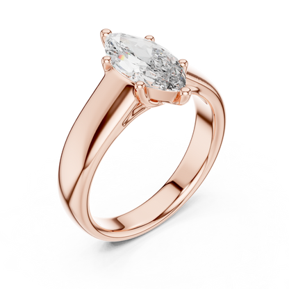 Contemporary Marquise Solitaire Diamond Engagement Ring