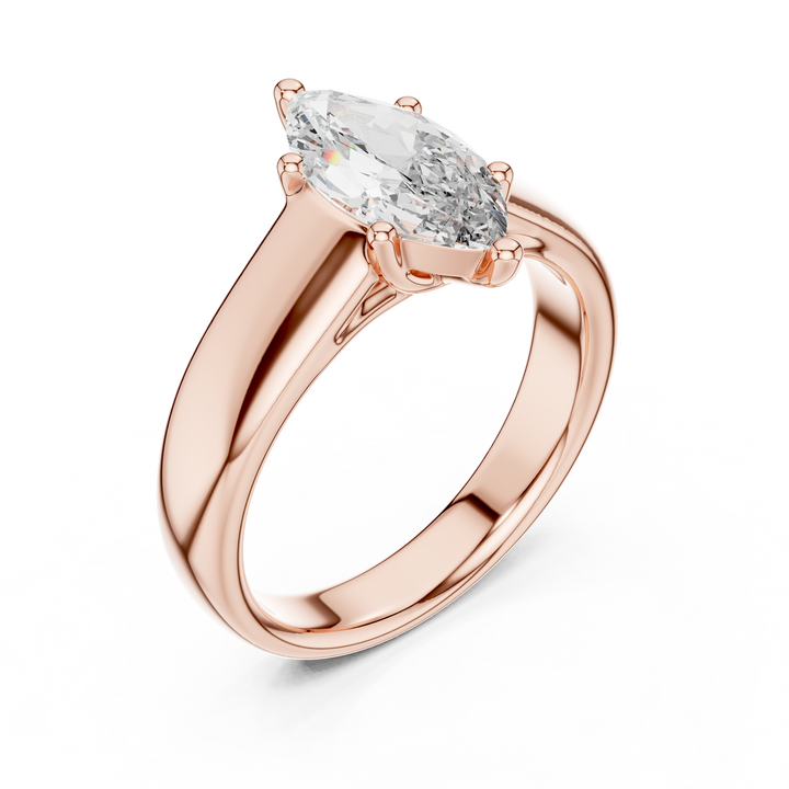 Contemporary Marquise Solitaire Diamond Engagement Ring