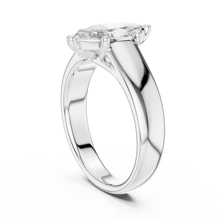 Contemporary Marquise Solitaire Diamond Engagement Ring