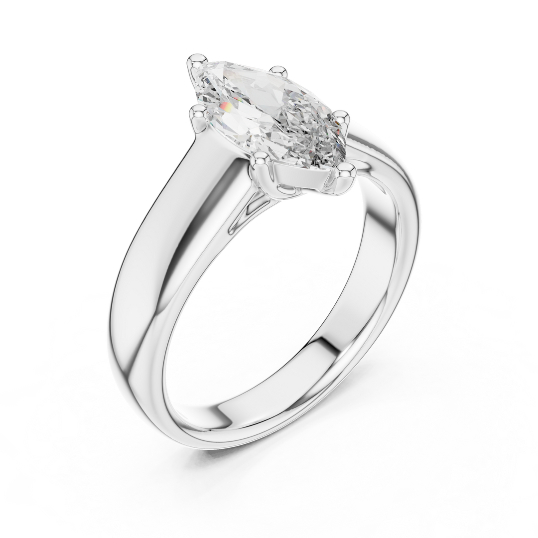 Contemporary Marquise Solitaire Diamond Engagement Ring