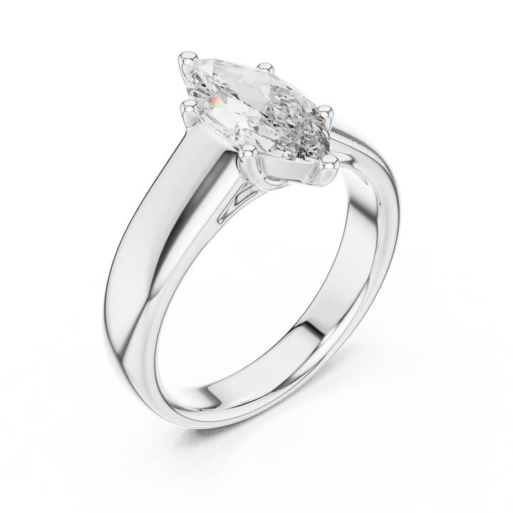 Contemporary Marquise Solitaire Diamond Engagement Ring