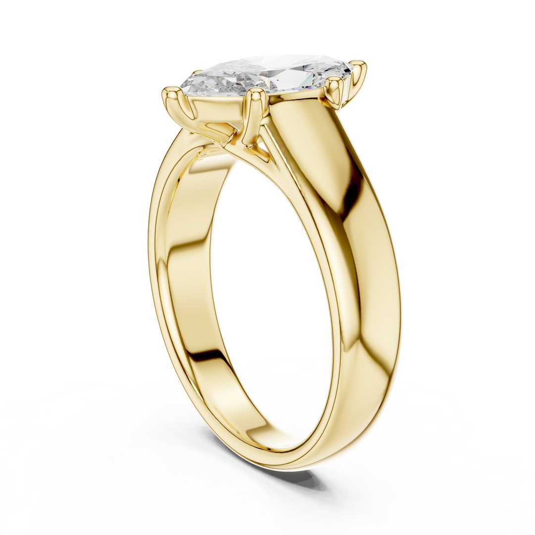 Contemporary Marquise Solitaire Diamond Engagement Ring