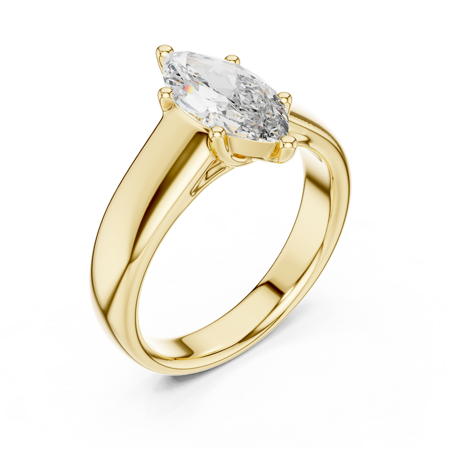 Contemporary Marquise Solitaire Diamond Engagement Ring