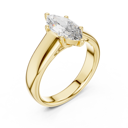 Contemporary Marquise Solitaire Diamond Engagement Ring